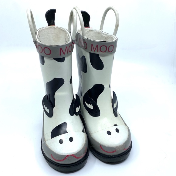 cow print rubber boots